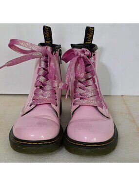 Doc Dr. Martens AirWair Light Pink Boots Girls Youth Size US 13 1460 J Glitter